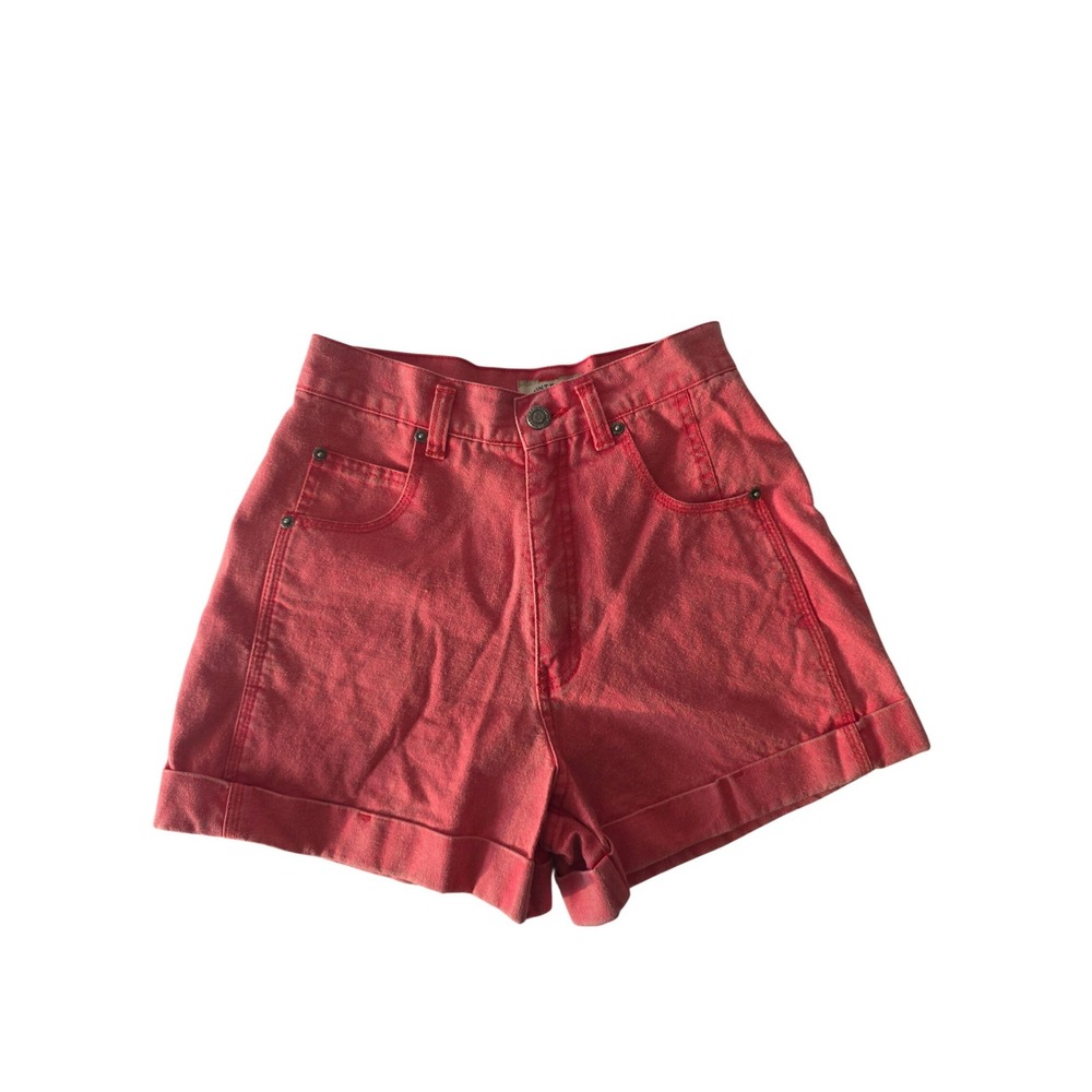 County Seat High Waisted Denim Shorts Vintage 3/4 Coral Pink Mom Shorts 90s